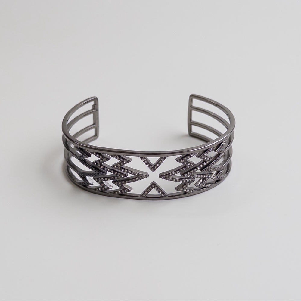 Stella & Dot Fontaine Gunmetal Pave Crystal Rhinestone Adjustable Cuff Bracelet